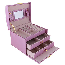 Acheter Boîte à Bijoux En Cuir Synthétique Boîte De Rangement à Plusieur Compartiment Violet