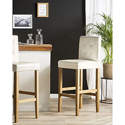 Beliani Tabouret de bar Set de 2 Cuir PU Blanc cassé MADISON