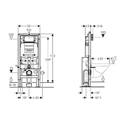 Bâti-support Duofix autoportant renforcé GEBERIT pour WC suspendu 112 cm - réservoir à encastrer - 111.380.00.5