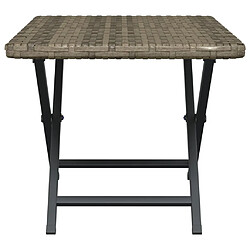 Avis vidaXL Table pliable gris 45x35x32 cm résine tressée