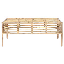 Pegane Table basse, table de salon rectangulaire en bois de rotin naturel - longueur 110 x profondeur 60 x Hauteur 45 cm 