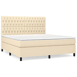 Maison Chic Lit adulte- Lit + matelas,Sommier à lattes de lit avec matelas Crème 180x200 cm Tissu -GKD28201