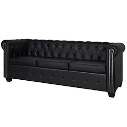 vidaXL Canapé Chesterfield à 3 places cuir synthétique noir 