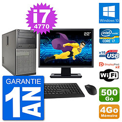 PC Tour Dell 7020 Ecran 22" Intel i7-4770 RAM 4Go Disque 500Go Windows 10 Wifi · Occasion 