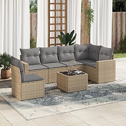 vidaXL Salon de jardin avec coussins 7 pcs beige résine tressée 