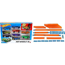 Hot Wheels Coffret 10 véhicules pour enfant de petites voitures miniatures et Méga Piste