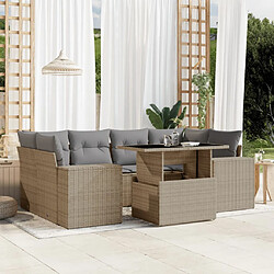 vidaXL Salon de jardin avec coussins 7 pcs beige résine tressée 