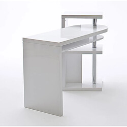 Avis Pegane Table de bureau coloris blanc brillant, pieds en métal chromé - Longueur 145 x Hauteur 94 x Profondeur 50 cm