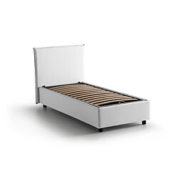 Avis Autrement Talamo Italia Anna lit simple avec conteneur, Made in Italy, en tissu amovible, 80x190 cm, avec ouverture latérale, Blanc, avec matelas inclus.