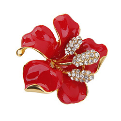 Broche Fantaisie Fleur Rouge Strass Epingle Pin's Métal Femme Bijoux A Mode