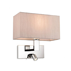 Luminaire Center Applique avec liseuse Raffles Chrome avec ombre d'huîtres 1 ampoule 30cm