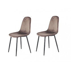 Meubletmoi Lot de 2 Chaises velours marron - BIBA