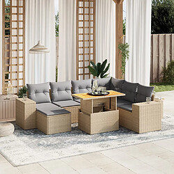 vidaXL Salon de jardin avec coussins 8 pcs beige résine tressée 