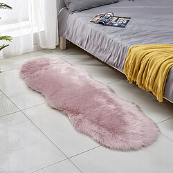 LUUCOZK Tapis moelleux en fausse fourrure, tapis à poils longs pour chambre à coucher, salon, rose-60 x180cm