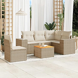 vidaXL Salon de jardin avec coussins 6 pcs beige résine tressée 