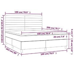 Acheter vidaXL Sommier à lattes de lit et matelas et LED Crème 180x200cm Tissu