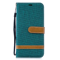 Etui en PU tissu jeans de couleur assortie vert pour votre Huawei P30 Lite