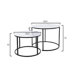 Acheter Bestmobilier Thalia, tables basses effet marbre et pieds en métal noir