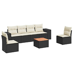 Maison Chic Salon de jardin 7 pcs avec coussins | Ensemble de Table et chaises | Mobilier d'Extérieur noir résine tressée -GKD75133