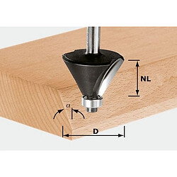 Fraise à chanfreiner HW avec queue de 8 mm FESTOOL HW S8 D25,7/25,7/15° - 491132 