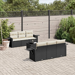 Maison Chic Ensemble Tables et chaises d'extérieur 7pcs avec coussins,Salon de jardin noir résine tressée -GKD977170