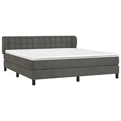 Avis Maison Chic Lit Adulte - Lit simple Lit à sommier tapissier et matelas moelleux - Meuble de Chambre - Gris foncé 160x200cm Velours -MN32685