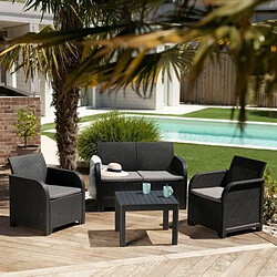 Allibert Salon de jardin – en résine 4 personnes SanRemo – Gris graphite