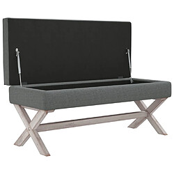 Avis vidaXL Tabouret de rangement Gris foncé 110x45x49 cm Tissu