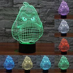 Wewoo Lampe 3D Blanc Gourde Style 7 Couleur Décoloration Creative Visual Stéréo 3D Tactile Commutateur LED Lumière Bureau Nuit