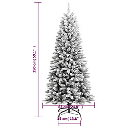 vidaXL Sapin de Noël artificiel avec neige floquée 150 cm PVC et PE pas cher