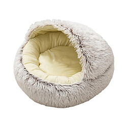 Coussin rond en peluche pour chien et chat à capuche