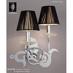 Luminaire Center Applique murale Acanto 2 Ampoules E14, chrome poli avec Abat jour noirs