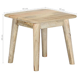 vidaXL Table basse 45x45x40 cm Bois de manguier massif pas cher