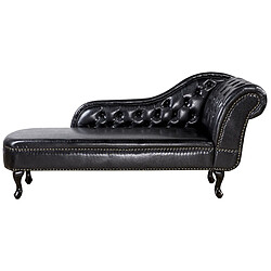 Beliani Méridienne Chesterfield noire brillante côté droit NIMES