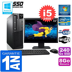 PC Lenovo M92p SFF Core I5-2400 Ram 8Go Disque 240 Go SSD Wifi W7 Ecran 19" - Occasion