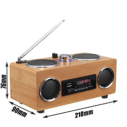 Acheter Universal Vintage Vintage Radio Subwoofer FM Radio Bamboo Multimédia Haut-parleur Classique Récepteur USB avec lecteur MP3 Télécommande(brun)