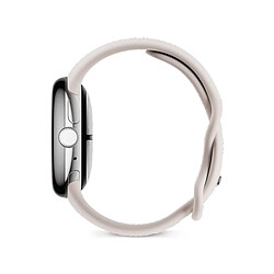 Google Pixel Watch 2 41 mm WiFi Argent (Polished Silver) et bracelet sport blanc (Porcelain)