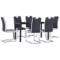 vidaXL Ensemble de salle à manger 7 pcs Similicuir Noir