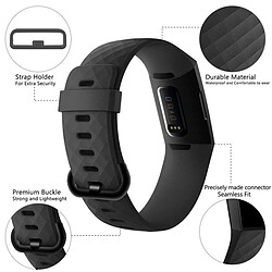 Shot Bracelet Silicone pour FITBIT Charge 3 Grande Taille L 105-133mm Confortable (NOIR)