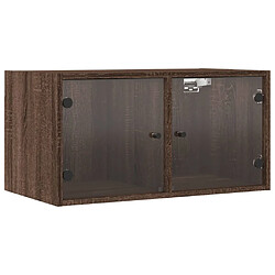 vidaXL Armoire murale avec portes en verre chêne marron 68,5x37x35 cm