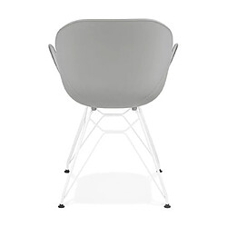 Acheter Mes Lot de 2 fauteuils design gris piétement métal blanc - UMILA