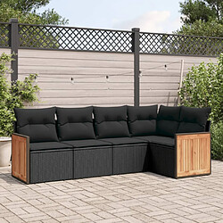 vidaXL Salon de jardin 5 pcs avec coussins noir résine tressée 