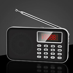 Haut-parleur Portable Radio FM AM Carte USB TF Lecteur MP3 Lampe De Poche LED Noir