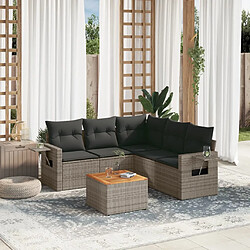 vidaXL Salon de jardin 6 pcs avec coussins gris résine tressée 