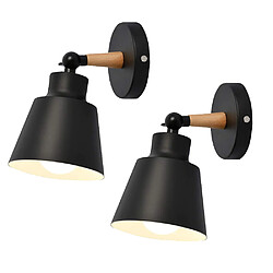 Stoex Lot de 2 Moderne Applique Murale Industrielle en Métal Luminaires E27 Edison Loft Lampe pour Café Bar Couloir Salle à Manger Salon Chambre (Noi