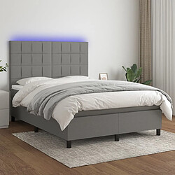 vidaXL Sommier à lattes de lit et matelas et LED Gris foncé 140x190 cm 