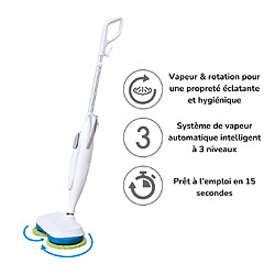 Balai électrique - VENTEO - STEAM TWISTER/STEAM SPINNER - TELESHOPPING - Balai vapeur automatique jusqu'à 120°C - Double tête rotative