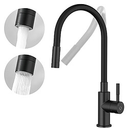 Cecipa MAX Robinet Cuisine Flexible Robinet avec 2 Types de Jets, Mitigeur Cuisine Rabattable, Flexible Mitigeur Evier avec Eau Chaude et Froide (Noir)