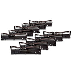 10 x bande d'encrage vhbw de type C13S015307 pour imprimante matricielle Epson LQ 630, LQ 630 S, LQ 630 Serie, LQ 630K, LQ 635, LQ 635K. 