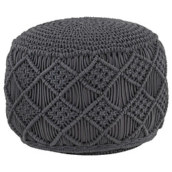 vidaXL Pouf fait à la main en macramé Anthracite 45x30 cm Coton 